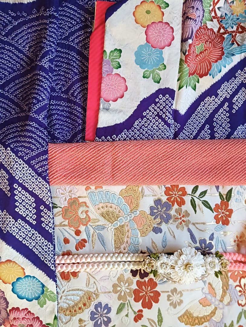 なっちゃん　振袖フルセット　絞りに型染　古典柄　美品　トールサイズ