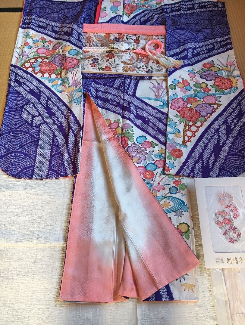 なっちゃん　振袖フルセット　絞りに型染　古典柄　美品　トールサイズ