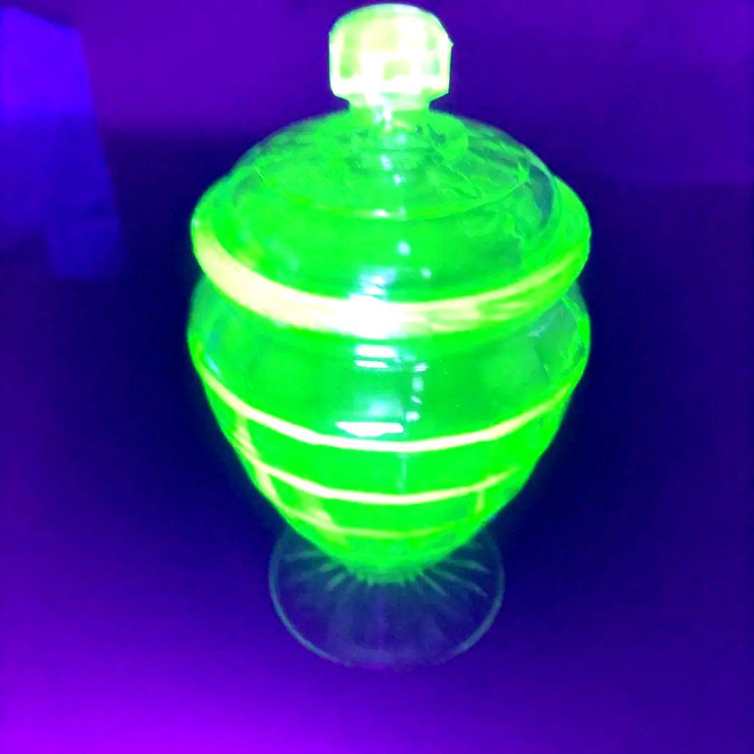 ウランガラス　キャンディポット　希少　レア　アンティーク　1客