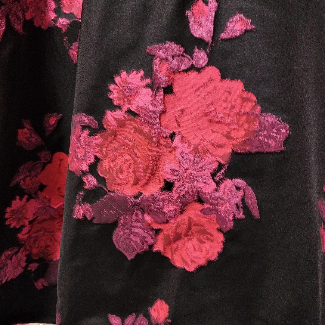 ジュネビビアン 花柄マーメイドドレス 薔薇 スパンコール アシンメトリー M 黒