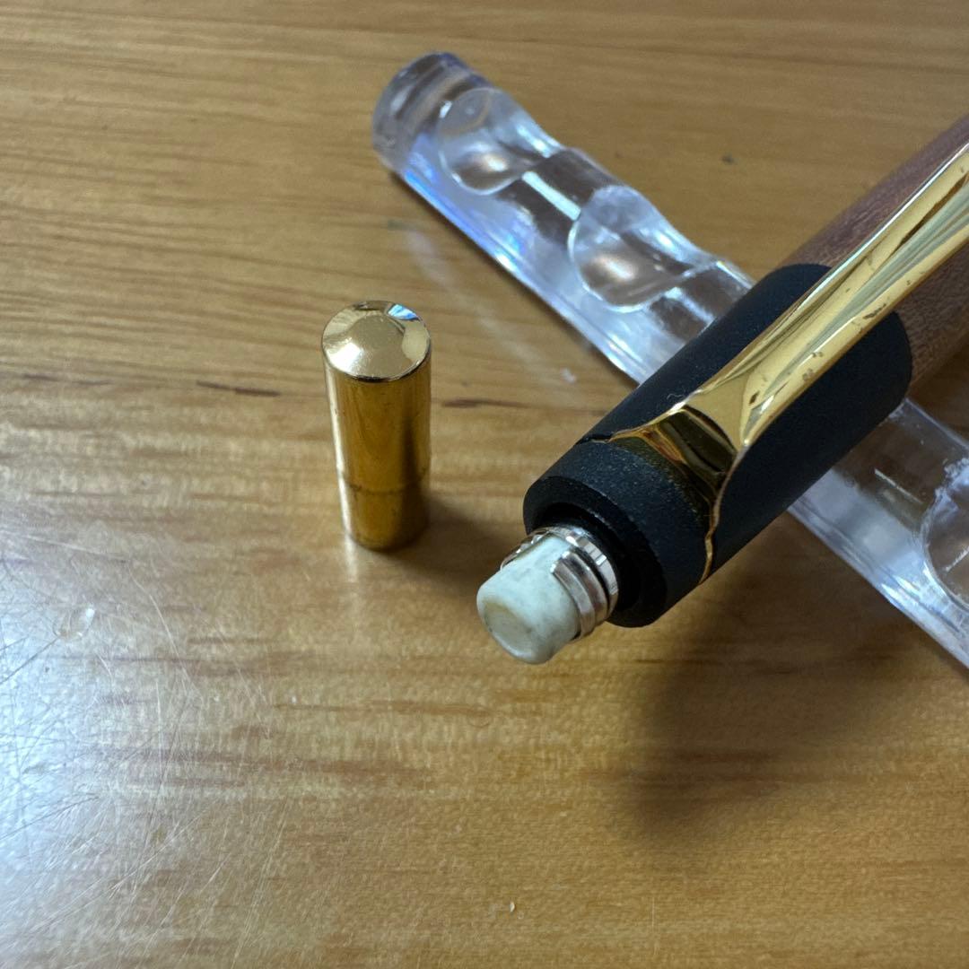 旧型 野原工芸 シャーペン 0.5mm 槐 旧金具 固定型金具 ゴールド 木軸