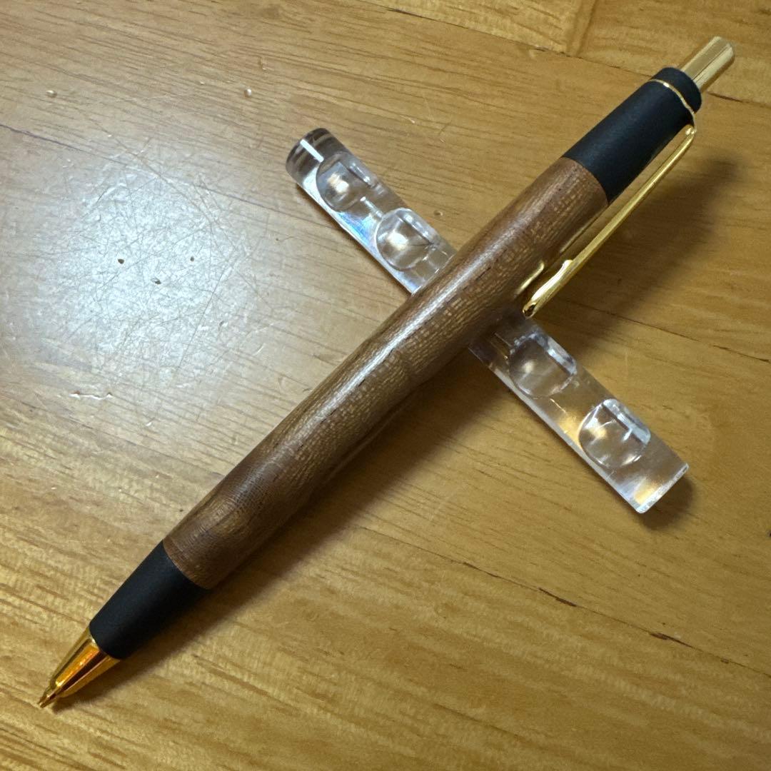 旧型 野原工芸 シャーペン 0.5mm 槐 旧金具 固定型金具 ゴールド 木軸