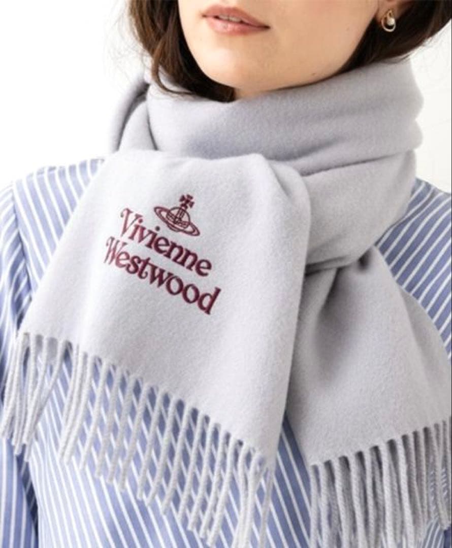 ヴィヴィアンウエストウッド ウール マフラーレディースメンズ グレー【最終値下】