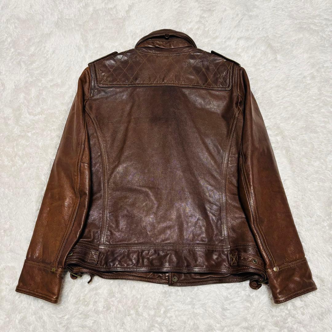 希少 HALB レザージャケット ゴートレザー ファー ブラウン ライダース
