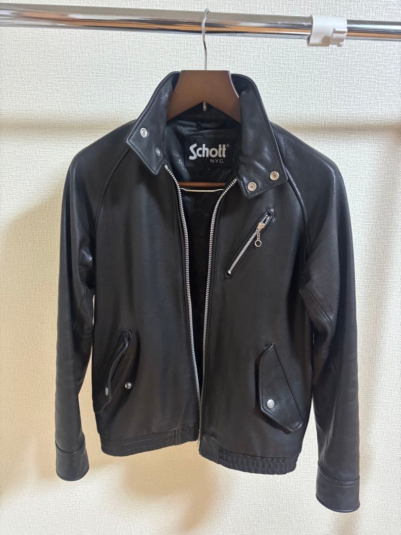 ※ウメ吉【美品】Schott No.3111028 ゴートレザー ブラック