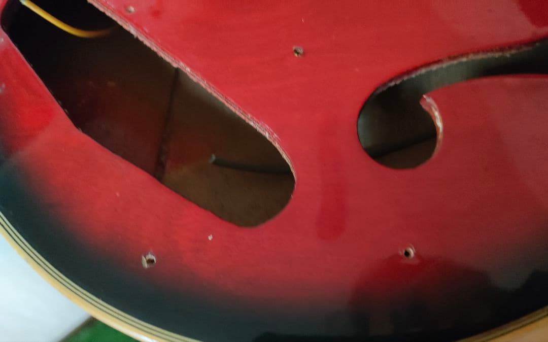 【ジャンク品】Teisco BA-2 セミアコースティックエレキベース レッド