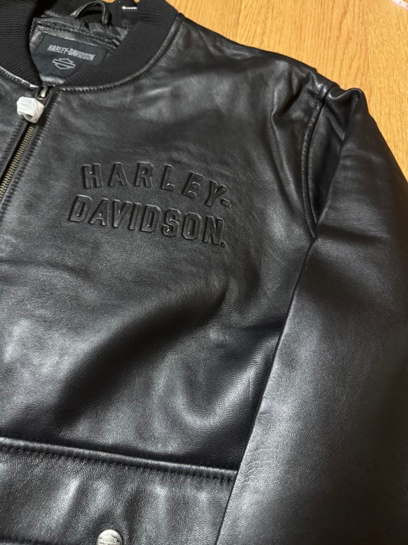 タグ付 HARLEY DAVIDSON 型押しロゴ 羊革 レザージャケット XL