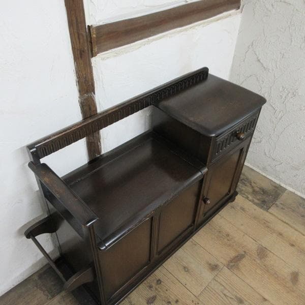 イギリス アンティーク 家具 テレフォンベンチ サイドテーブル 収納 6931d