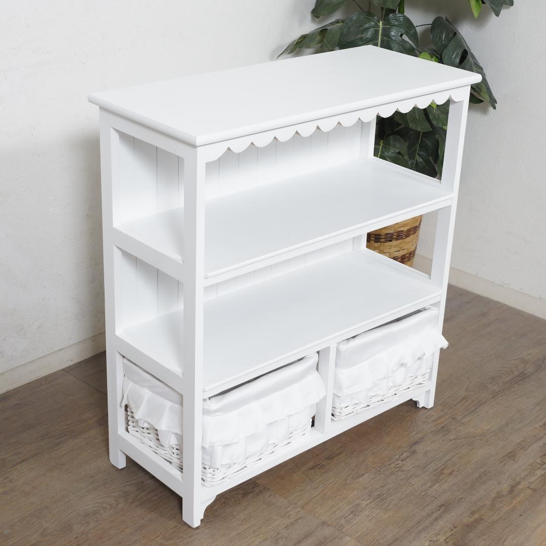 【新品】フリル　バスケット付きキャビネット　オープンチェスト 収納　アウトレット