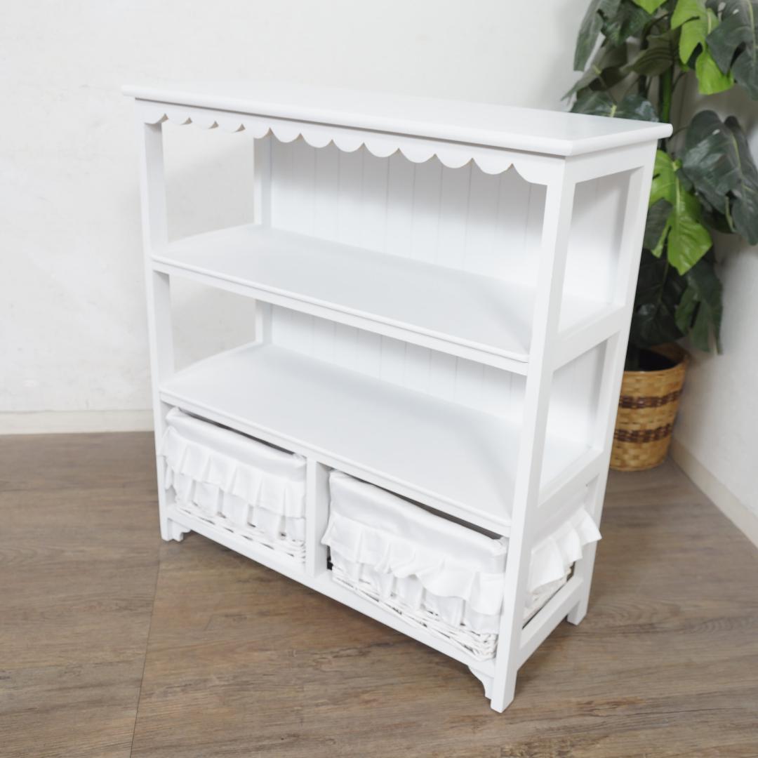 【新品】フリル　バスケット付きキャビネット　オープンチェスト 収納　アウトレット