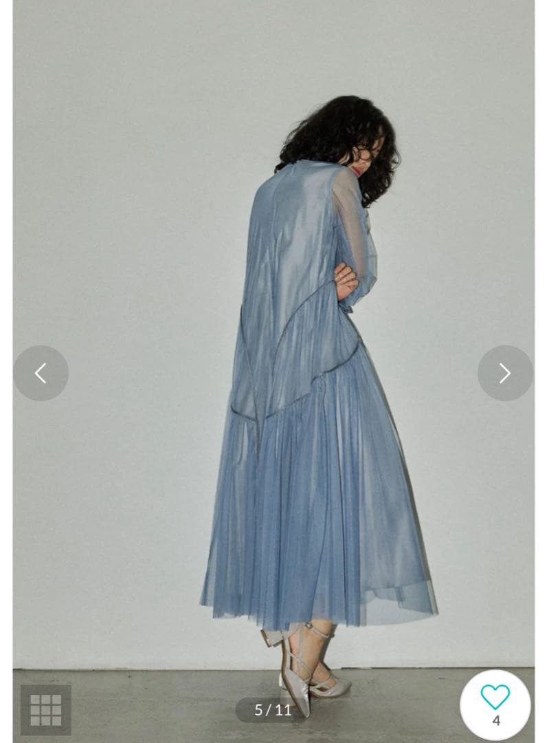 niana チュールパイピングAラインドレス マタニティ 妊婦 結婚式 ブルーS