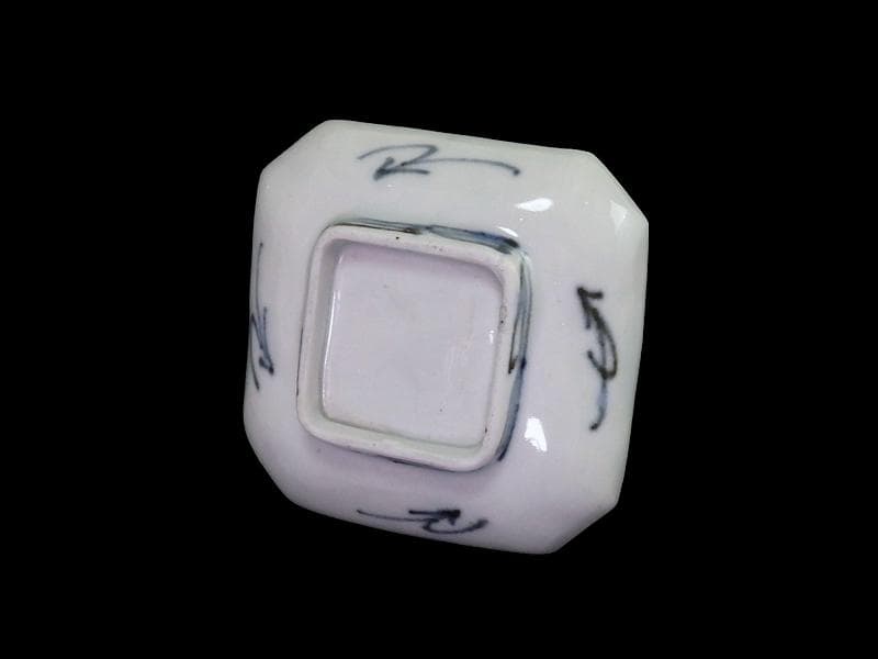 古伊万里　染付　竹笹紋の図　四方角　豆皿　E598AS-CTy