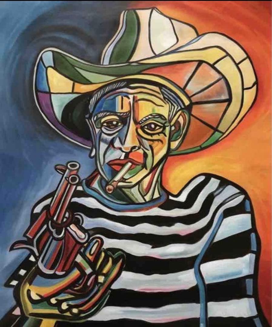 肉筆油絵☆F20号『pistola di Gary Cooper』ピカソ/模写