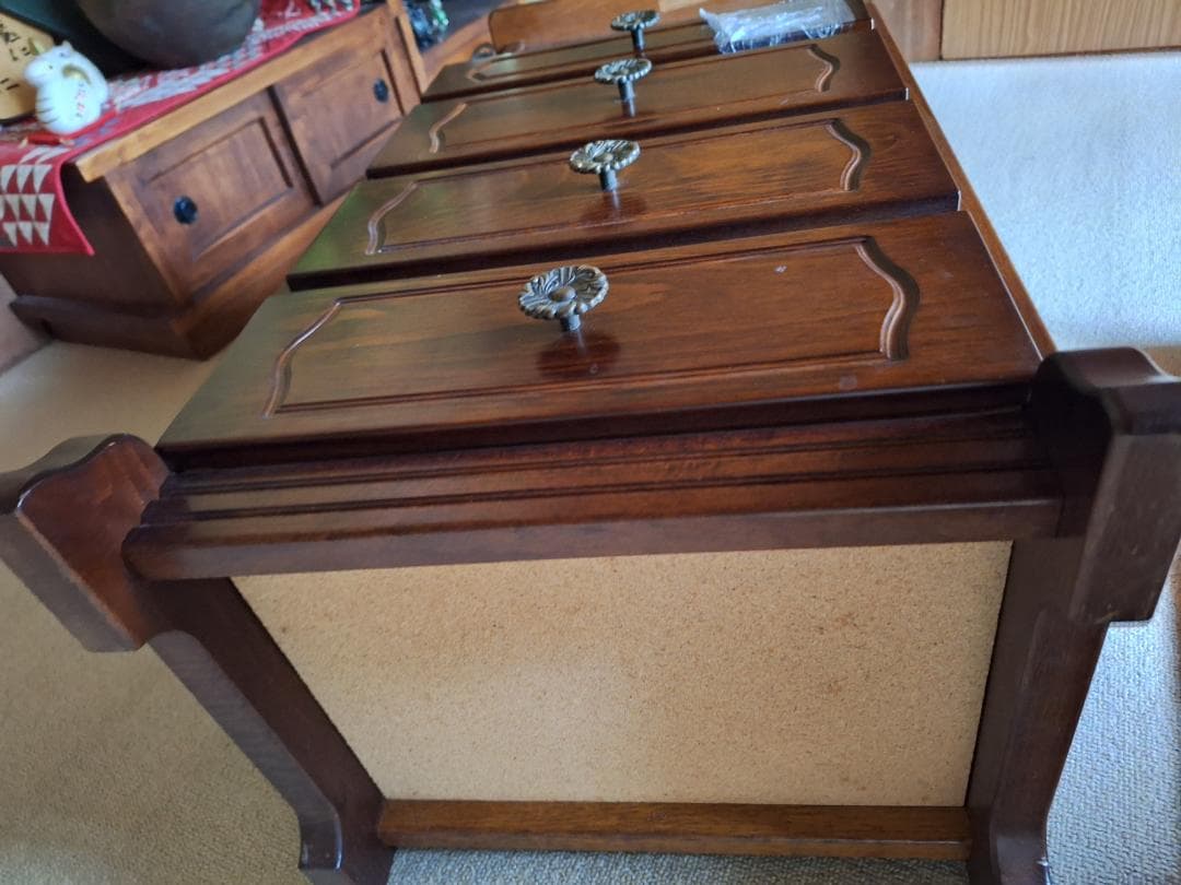 美品!【カリモク家具 】karimoku/コロニアル 電話・FAX台/チェスト