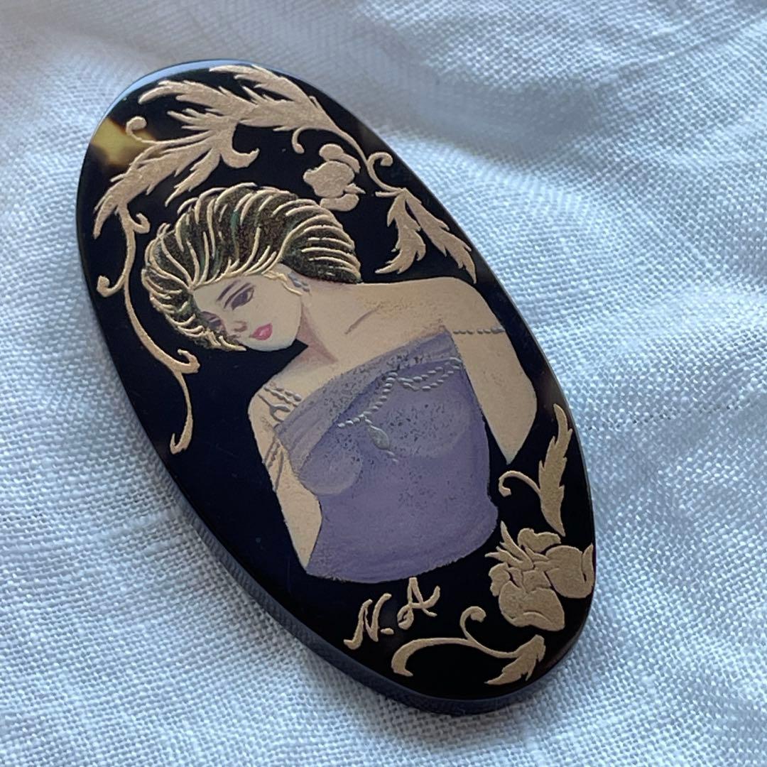 Ki様 本鼈甲 金蒔絵 オーバル型アンティークブローチ