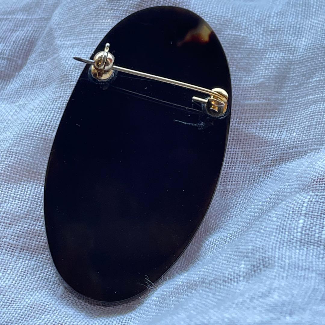 Ki様 本鼈甲 金蒔絵 オーバル型アンティークブローチ