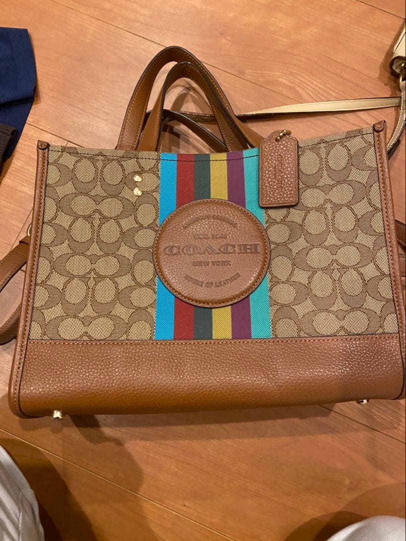 COACH ストライプデザイン ハンドバッグ