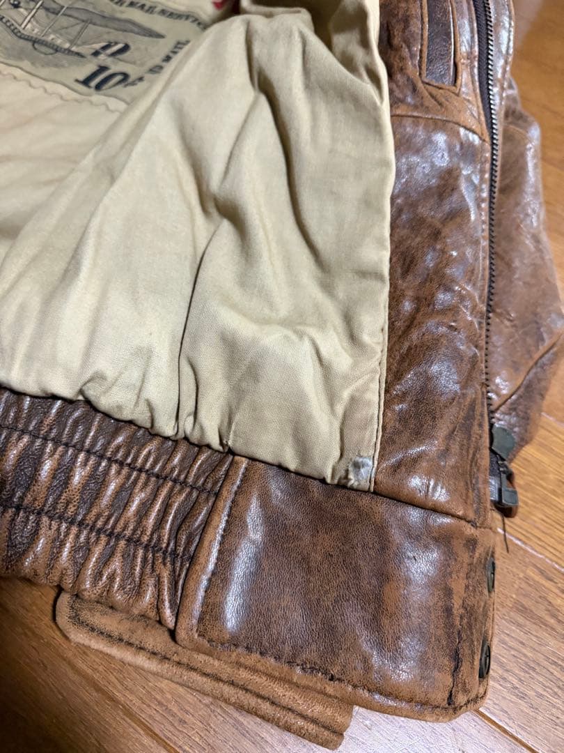 90's A-2 フライト レザージャケット ブルゾン 本革 ショート丈 羊