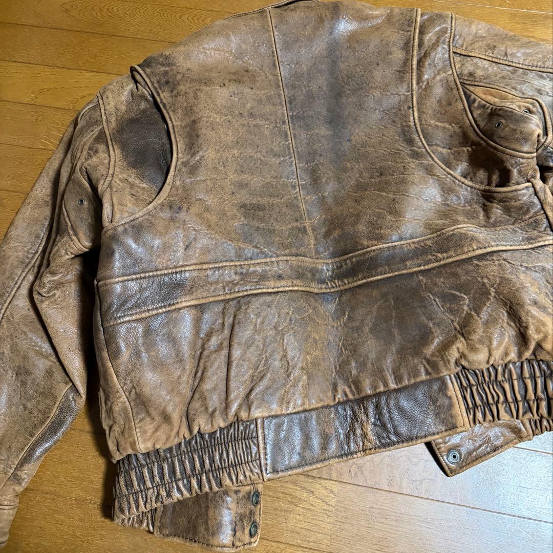 90's A-2 フライト レザージャケット ブルゾン 本革 ショート丈 羊