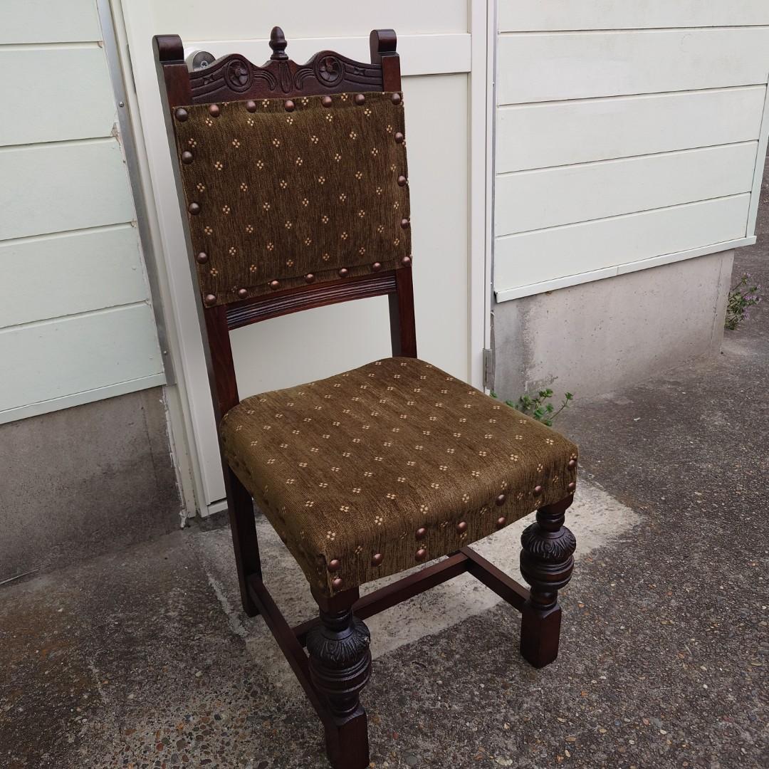 357　オールドチャーム 椅子　アンティーク　英国家具　鋲打