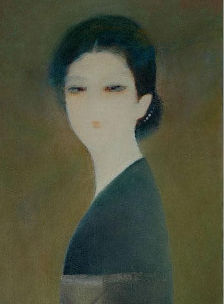 油絵 菅家令子 絵 絵画インテリア 額付(青緑＋金色の枠)F4-070312女性