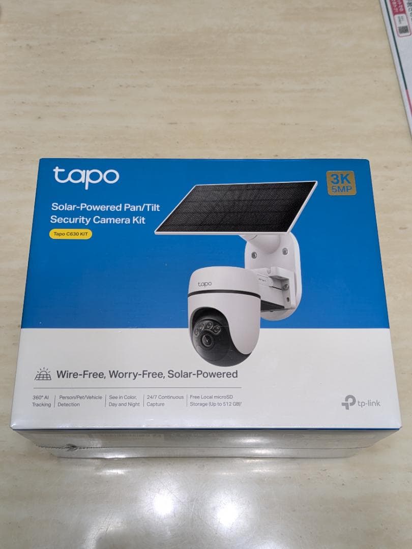 新品：Tapo防犯カメラ3K500万画素 ソーラー電源 配線工事不要 C630