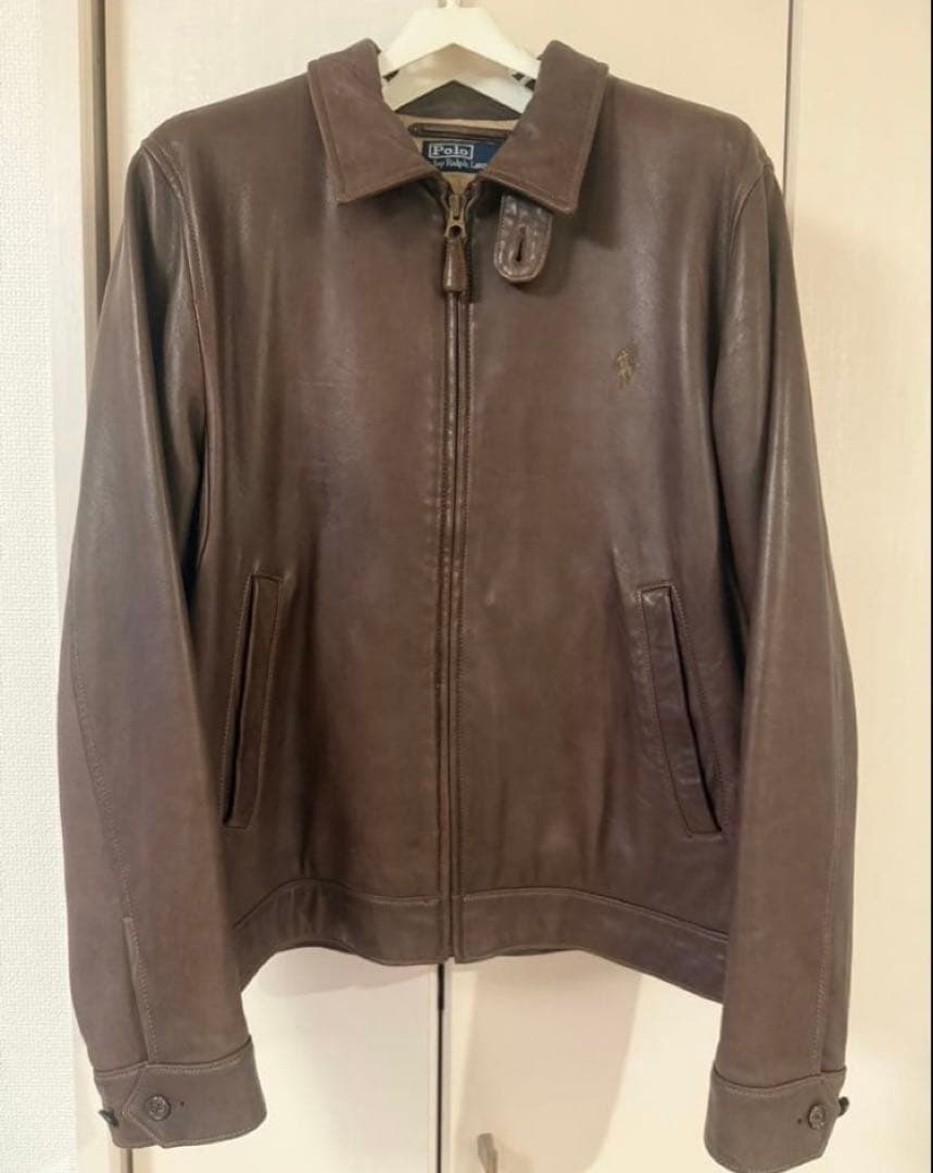 ぱ*ち様 名作 ラルフローレン レザージャケット ブラウン ラムレザー L