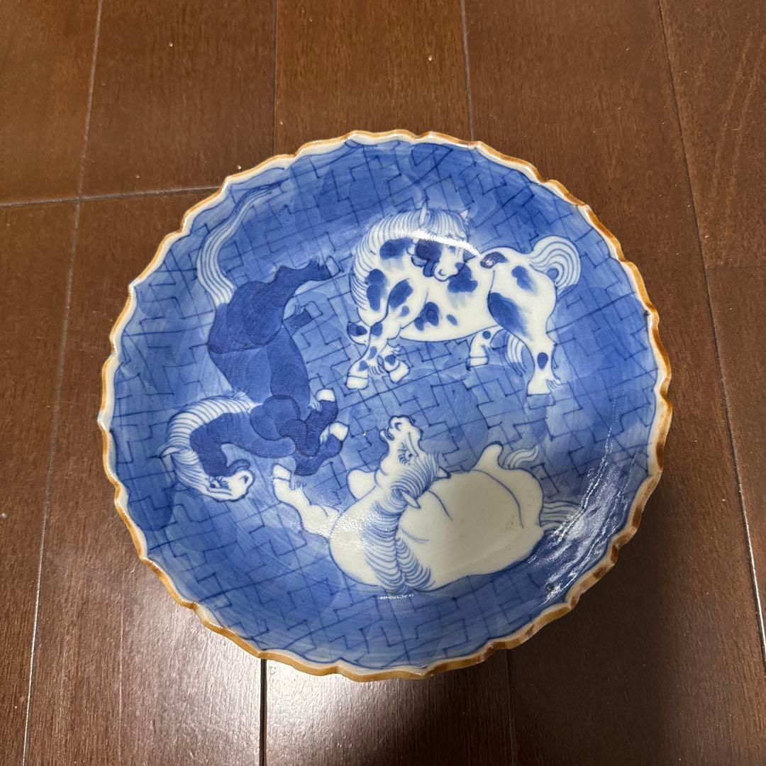 道光年製銘 古い馬文染付皿5枚 中国美術 唐物 清朝