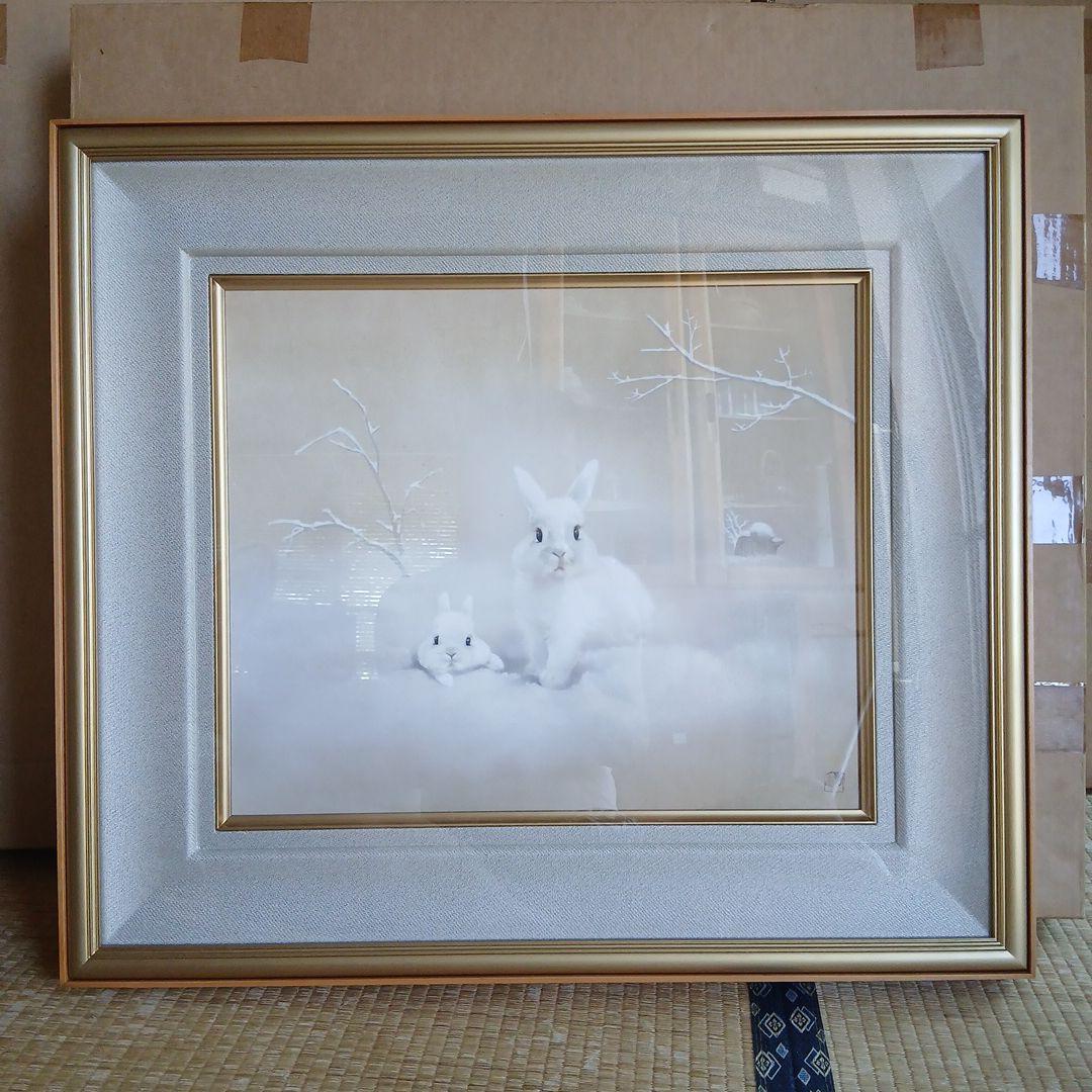 新品同様　中川脩（中原脩）雪の朝　オリジナル アールビバン　高級額　68x60