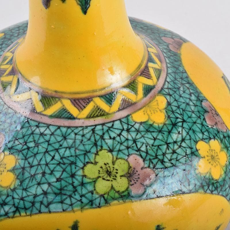 中国　世錦堂製　黄地粉彩　山水文　天球瓶　M　R8913