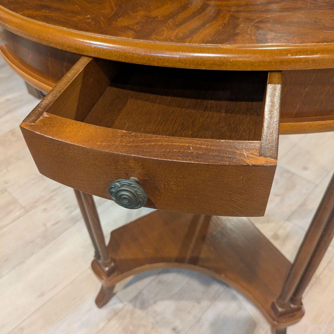 イタリア製 アンティーク調 コーナーテーブル 透かし飾り 輸入家具 送料込