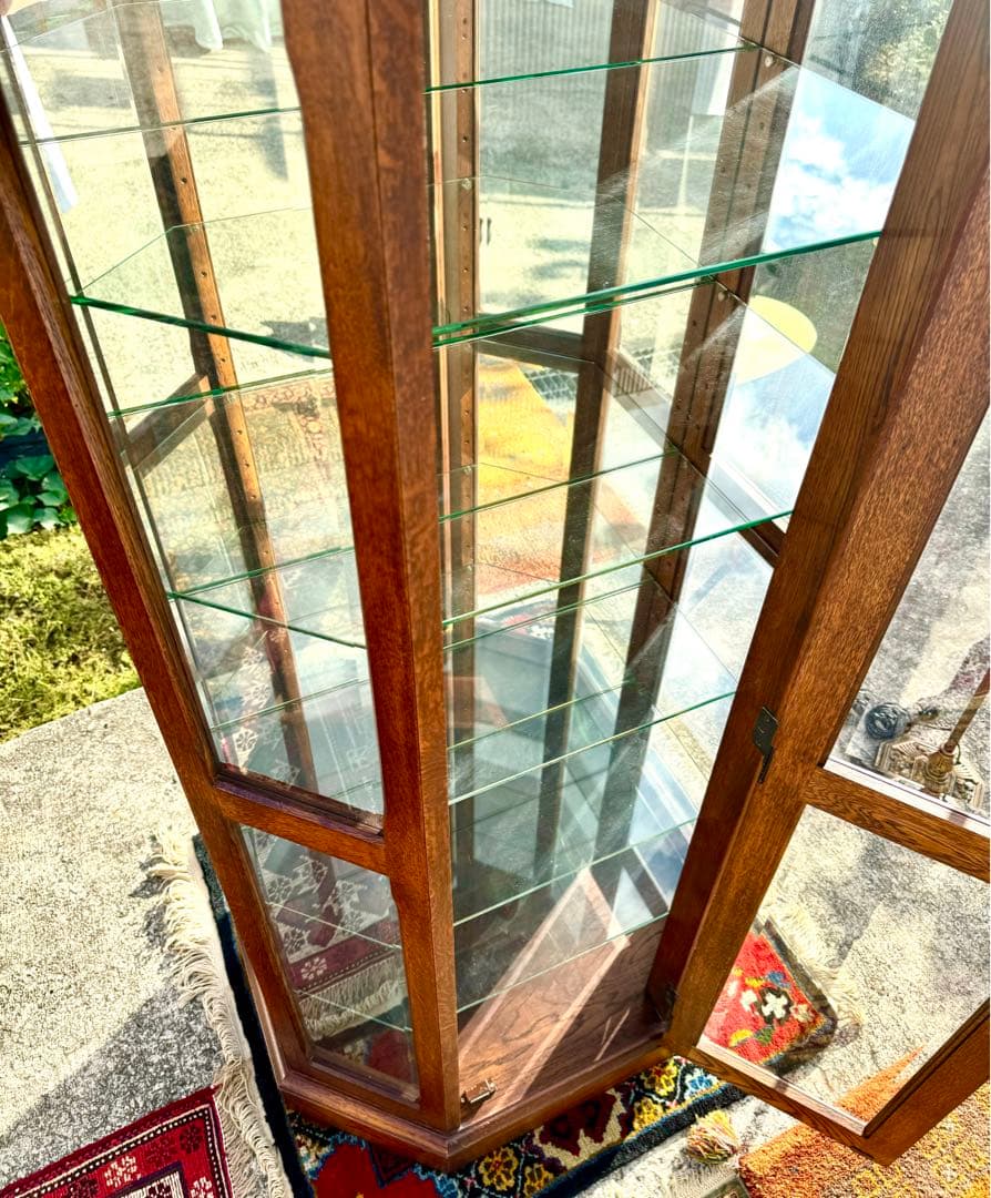 北海道えぞ民芸家具 GRACE80 キュリオケース 38万円 照明付キャビネット