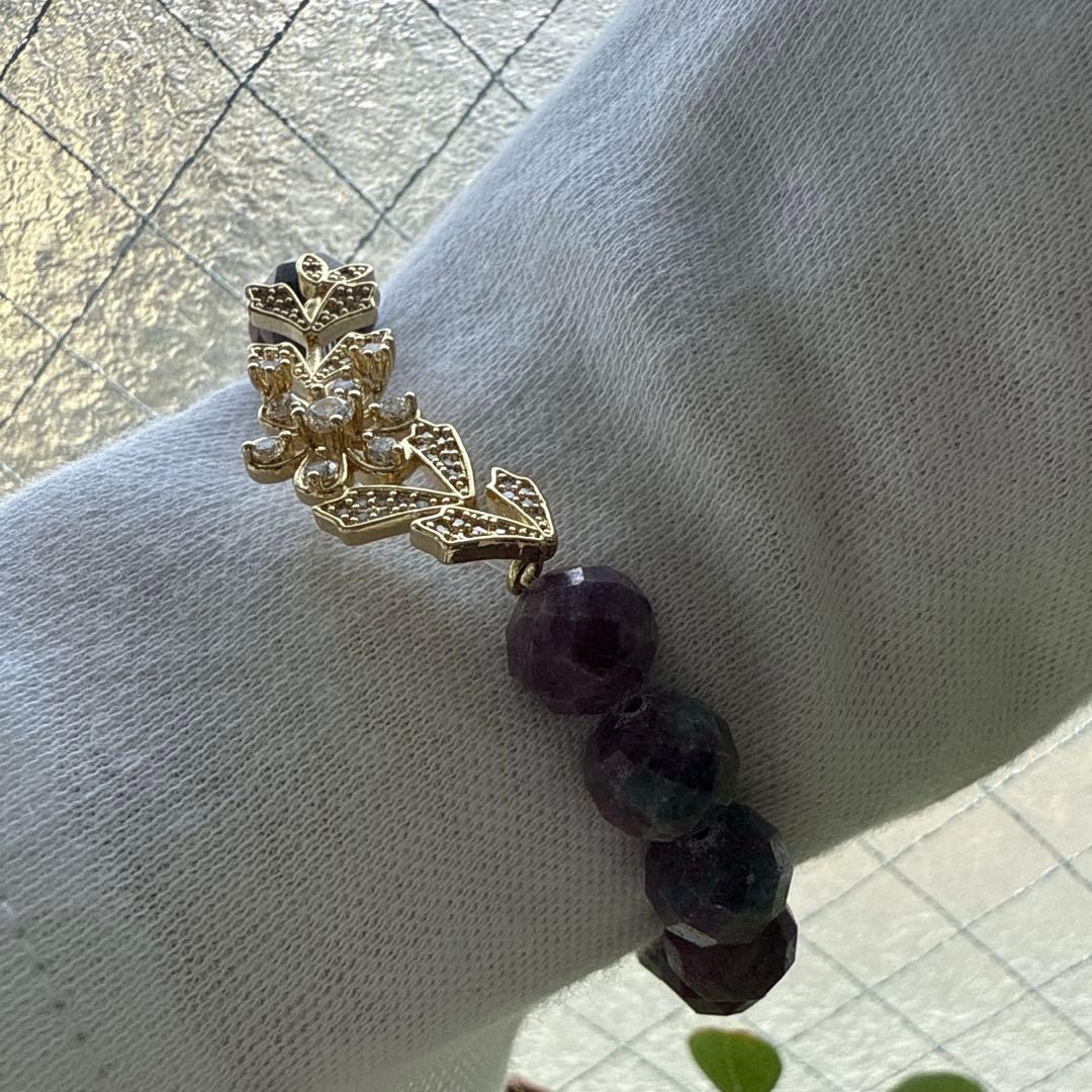 大人❢ルビーインフックサイトにキラキラパーツブレス❥