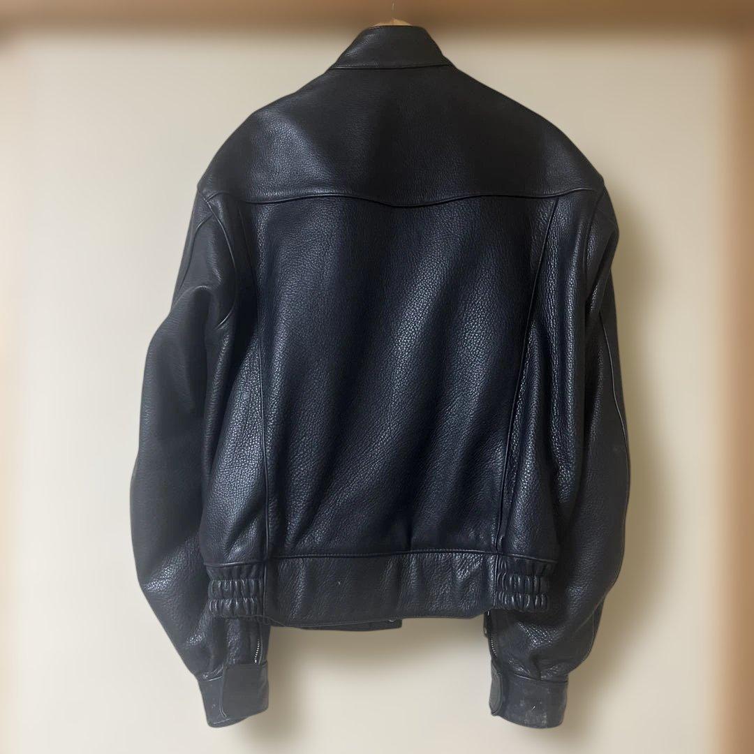 【美品】カドヤ　レザージャケット　LL 黒　※ネーム等入り