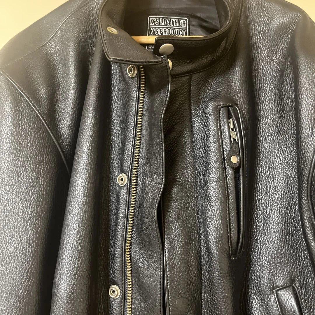 【美品】カドヤ　レザージャケット　LL 黒　※ネーム等入り