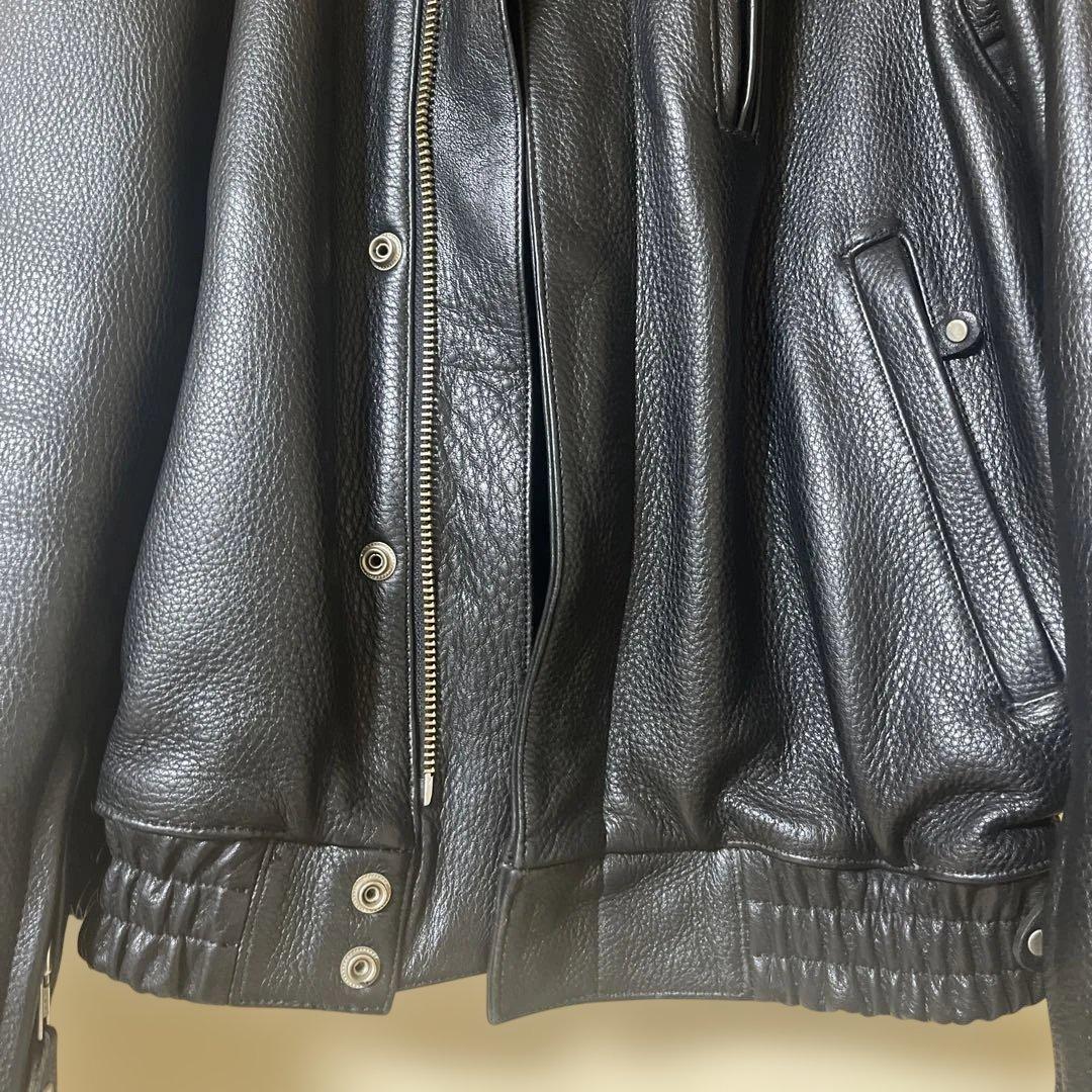 【美品】カドヤ　レザージャケット　LL 黒　※ネーム等入り