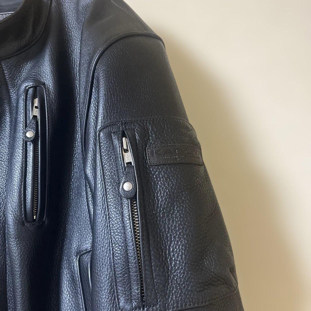 【美品】カドヤ　レザージャケット　LL 黒　※ネーム等入り