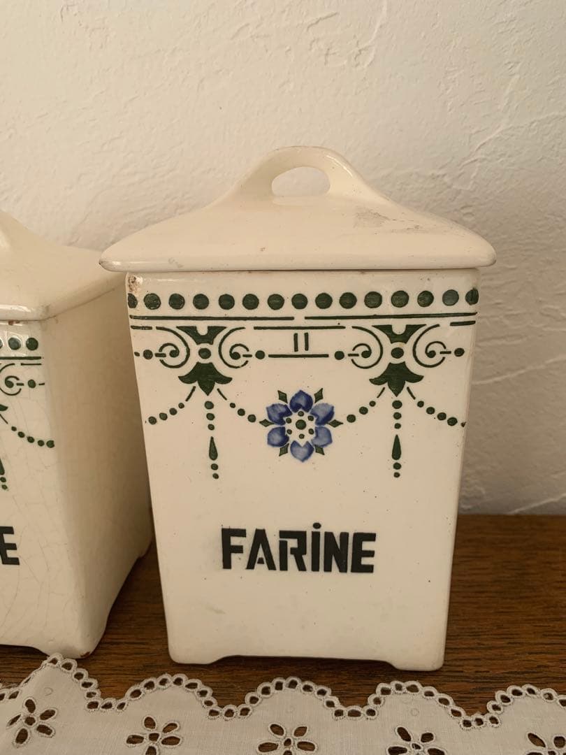 フランス　蚤の市　キャニスター　3個セット　ブロカント