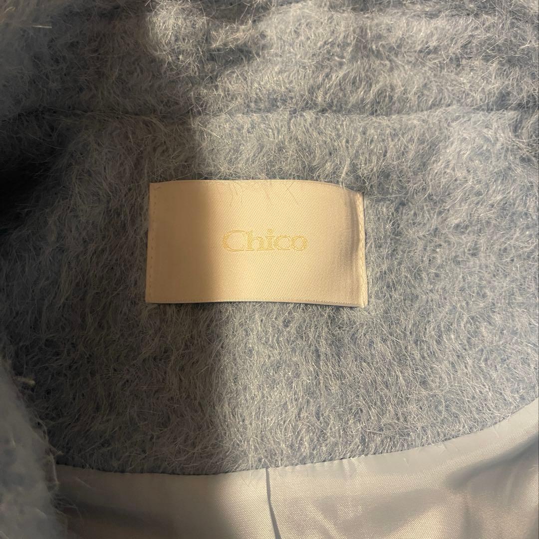 Chico金釦シャギールーズコート ブルー