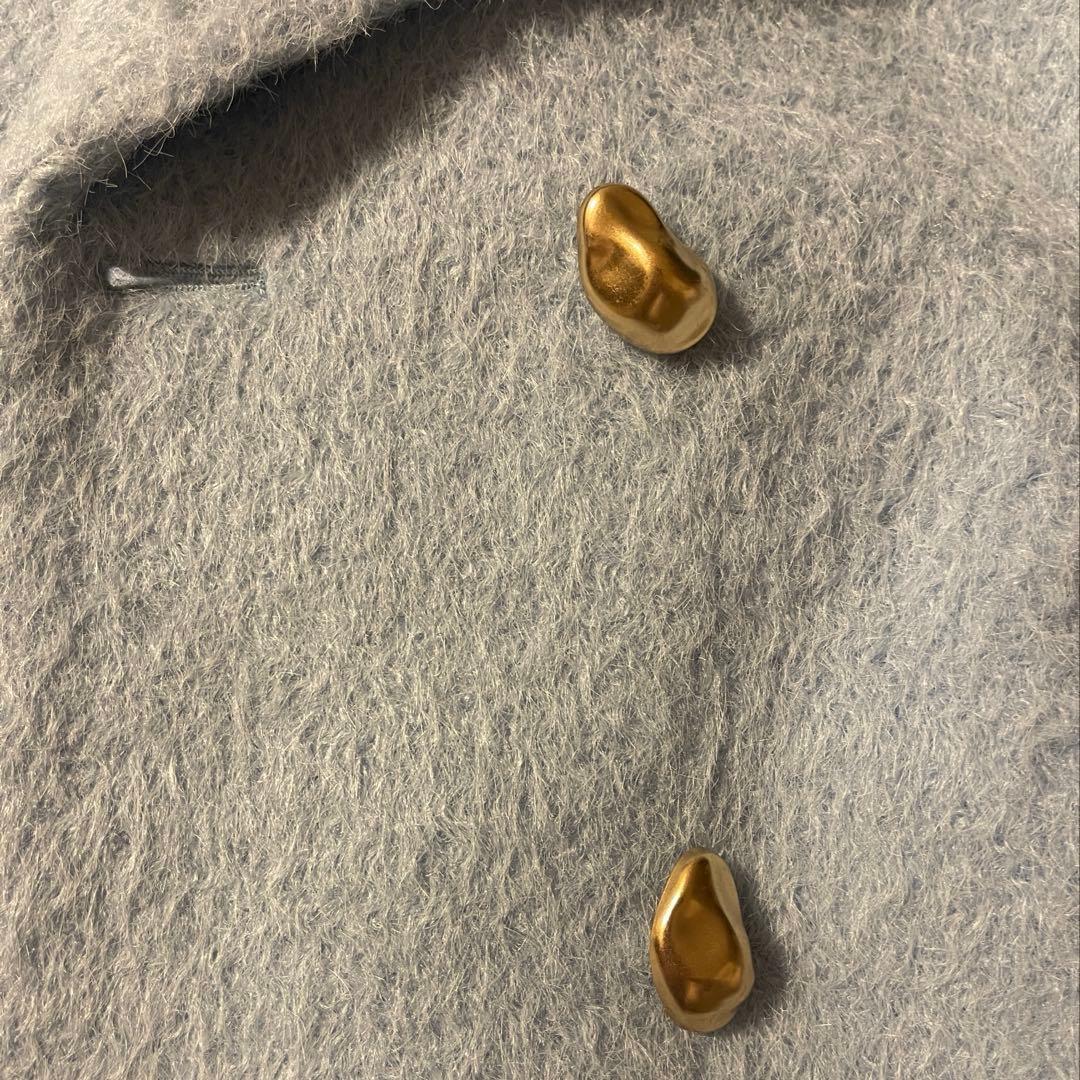 Chico金釦シャギールーズコート ブルー