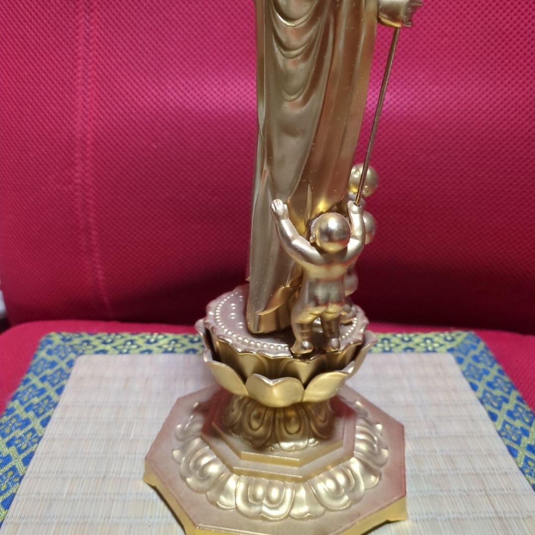 地蔵尊像ダイキャスト金色製約36cm 光背付き