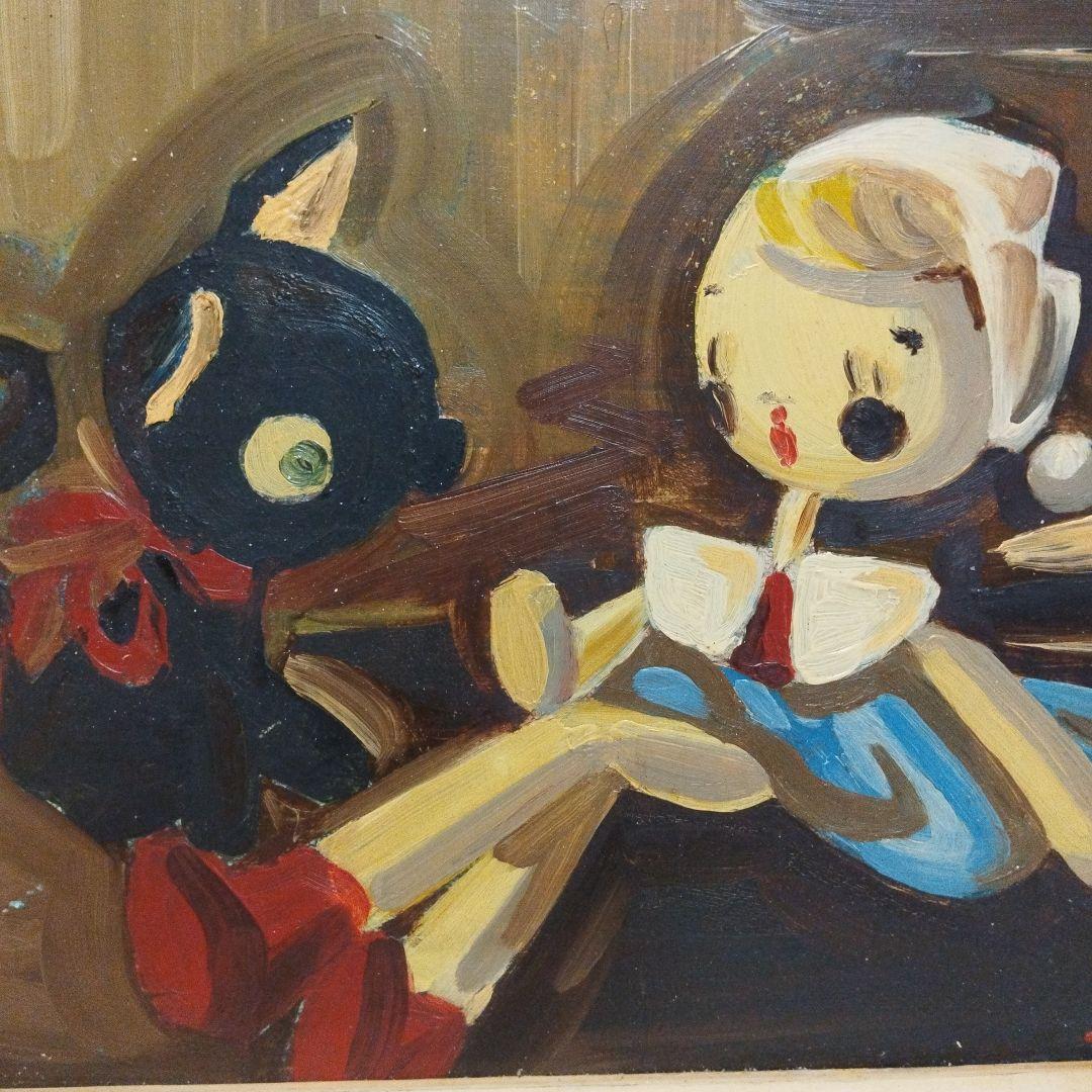 昭和初期　油絵板書き　油絵