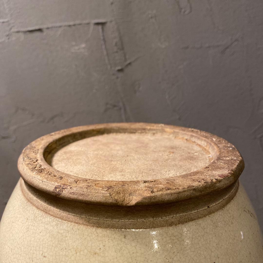 時代物 骨董品 大徳利 一輪挿し 花器 益子焼 木蓋付き コレクション