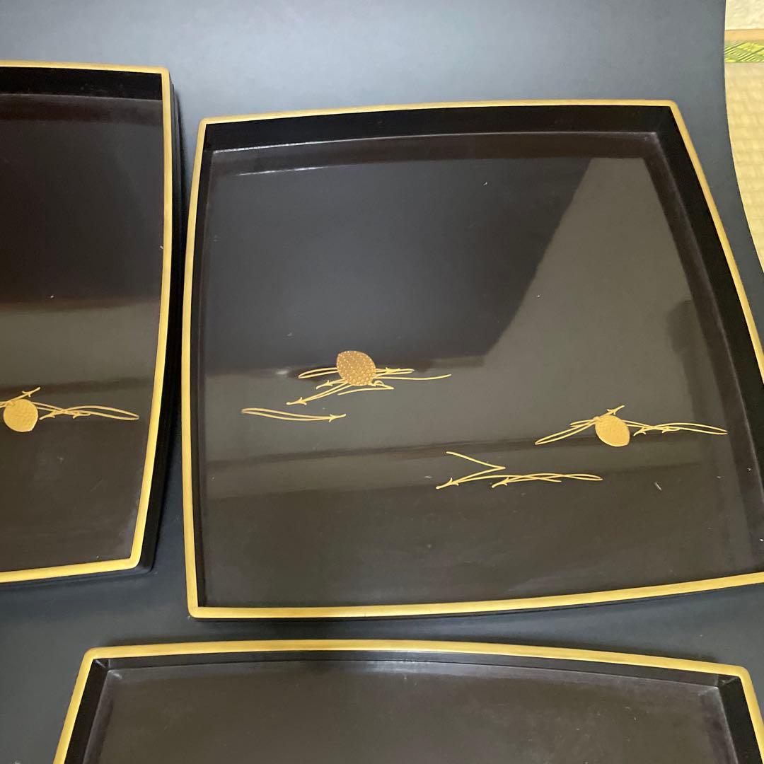 時代物　輪島塗り　蒔絵お盆　お膳　5個　汁椀4個サービス