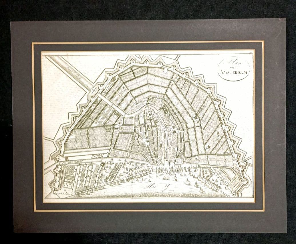 額装品　西洋古地図　1800年頃　アムステルダム都市図