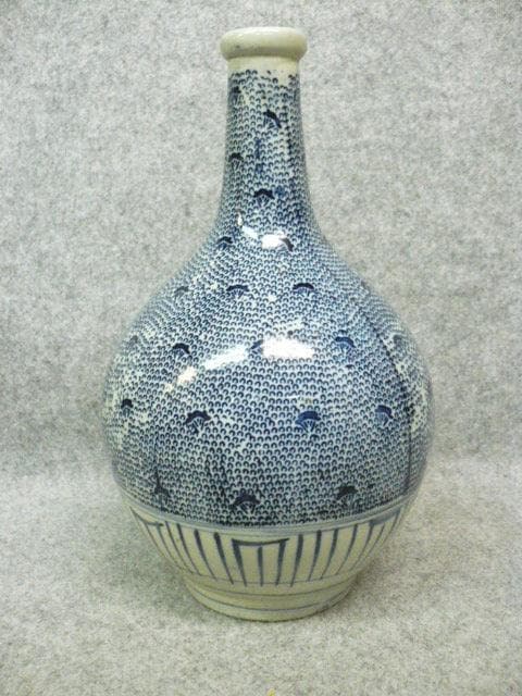 伊万里 みじんこ手 染付 印判 一升 徳利 [B31451]