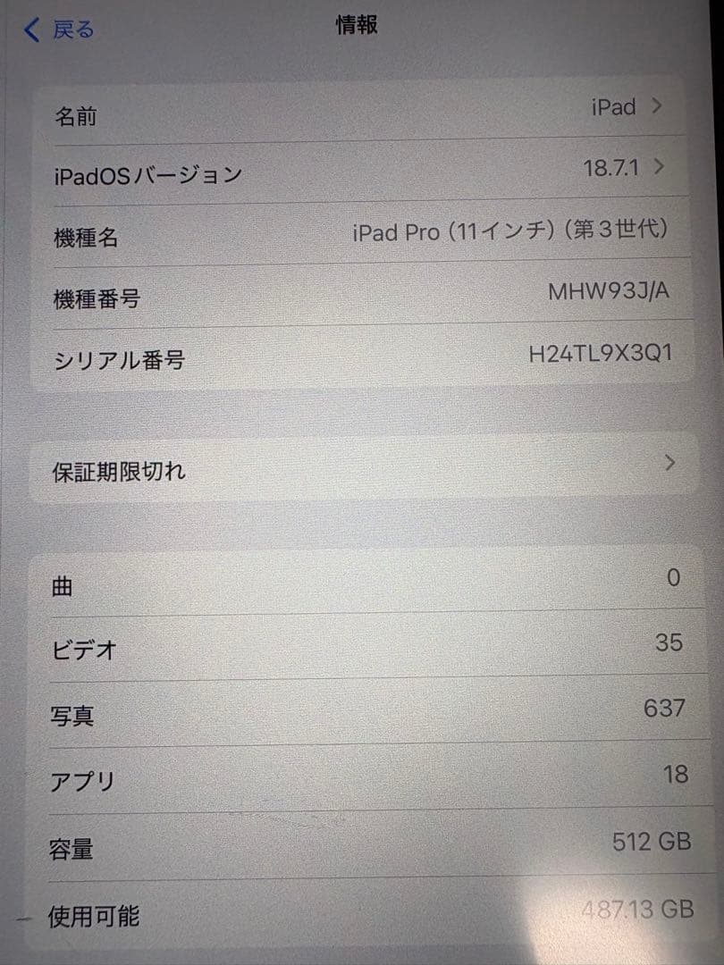 iPad pro 11インチ第3世代M1 512GB wifi+cellular