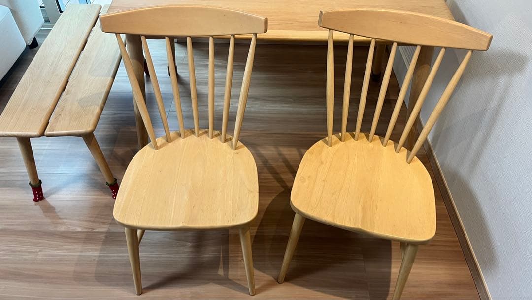 引取限定　木製ダイニングテーブルと椅子2脚ベンチセット　大塚家具