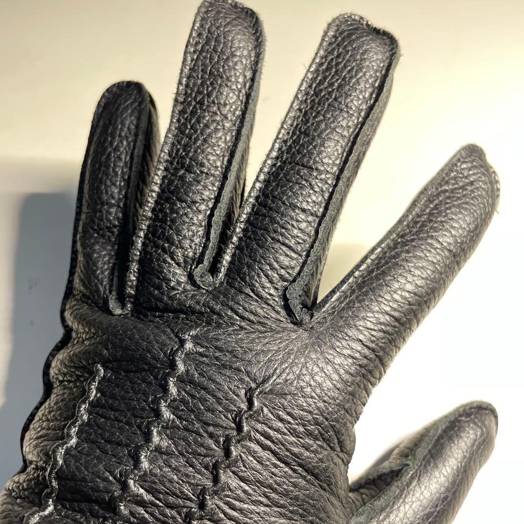 DENTS製 黒色サイズ7 DEERSKIN 鹿1枚革 ライニング交換済