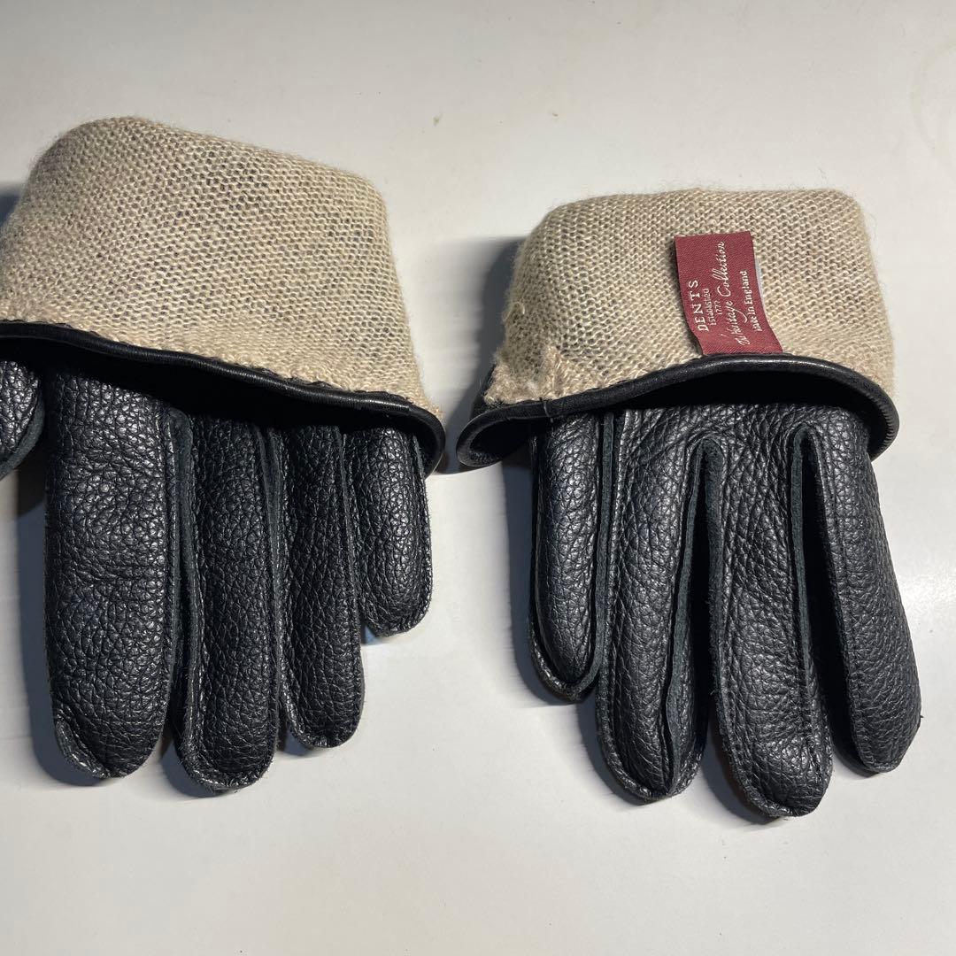 DENTS製 黒色サイズ7 DEERSKIN 鹿1枚革 ライニング交換済